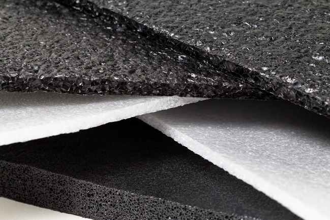 Close-up of black and white EPP sheets